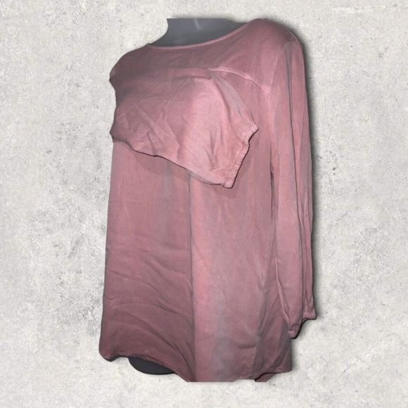 Women's Sz Medium Cato C Est 1946 Blouse Pink Rayon 3/4 Sleeves Rear Buttons Top - Picture 3 of 6